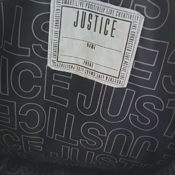 Justice Black and Gold Polka Dot Backpack with Pouch - Picture 12 of 12